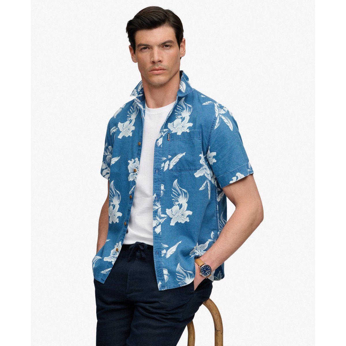 Chemise à manches courtes Vintage Loom indigo chrissy délavé, SUPERDRY