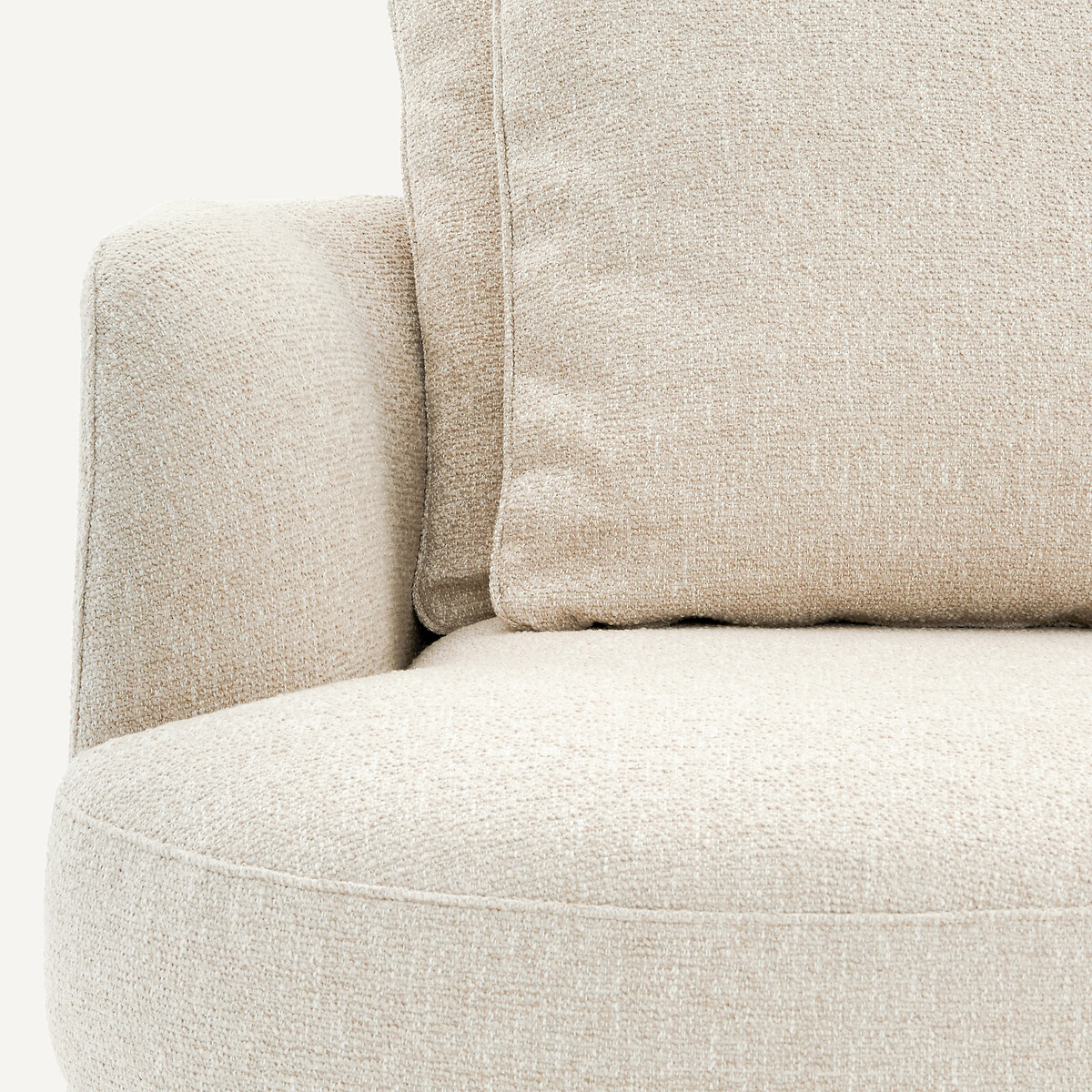 Linkes Sofasitzelement, modular, aus Bouclé, TIBERIO kreide, AM.PM