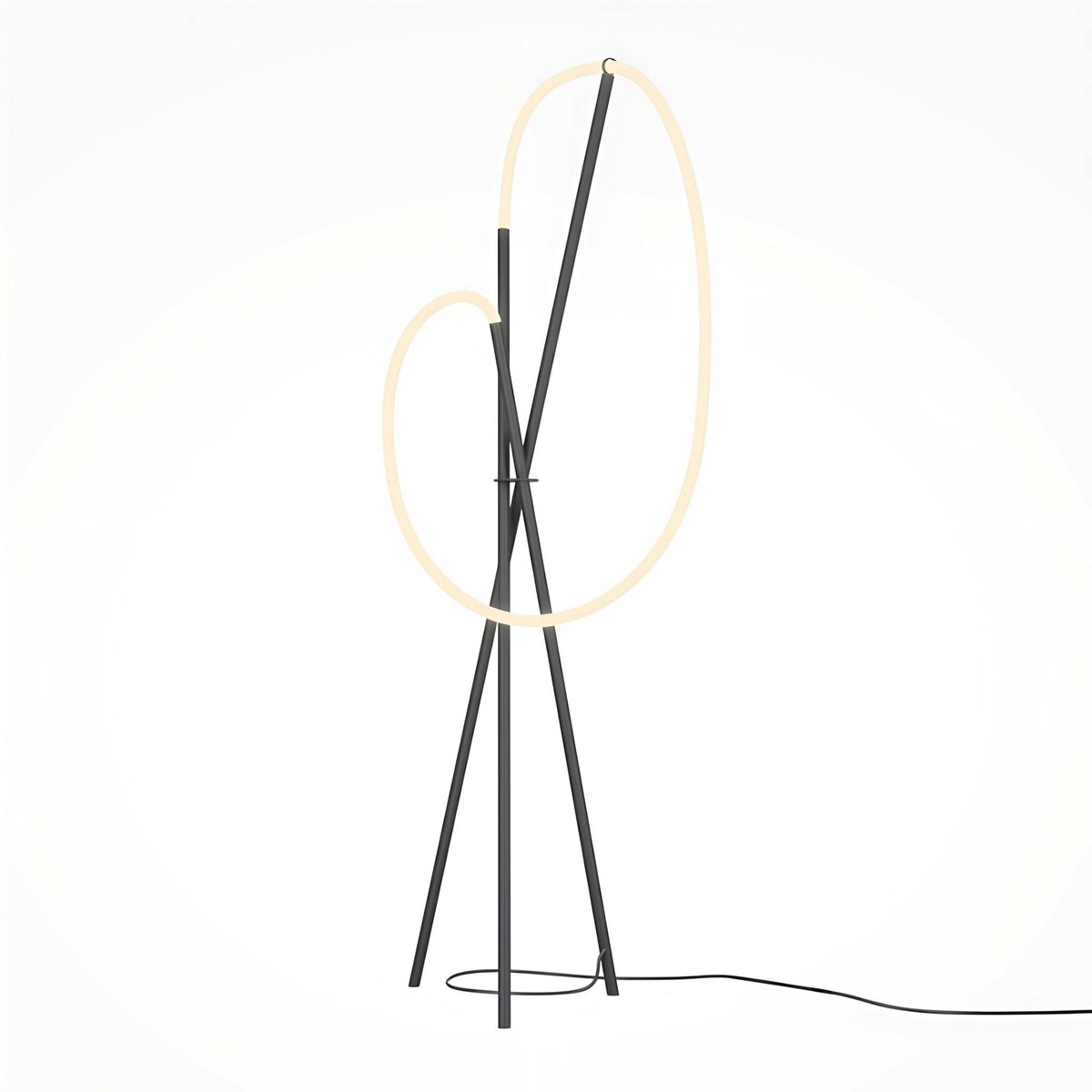 Lampadaire design tube lumineux à LED AURORA noir, PIER IMPORT