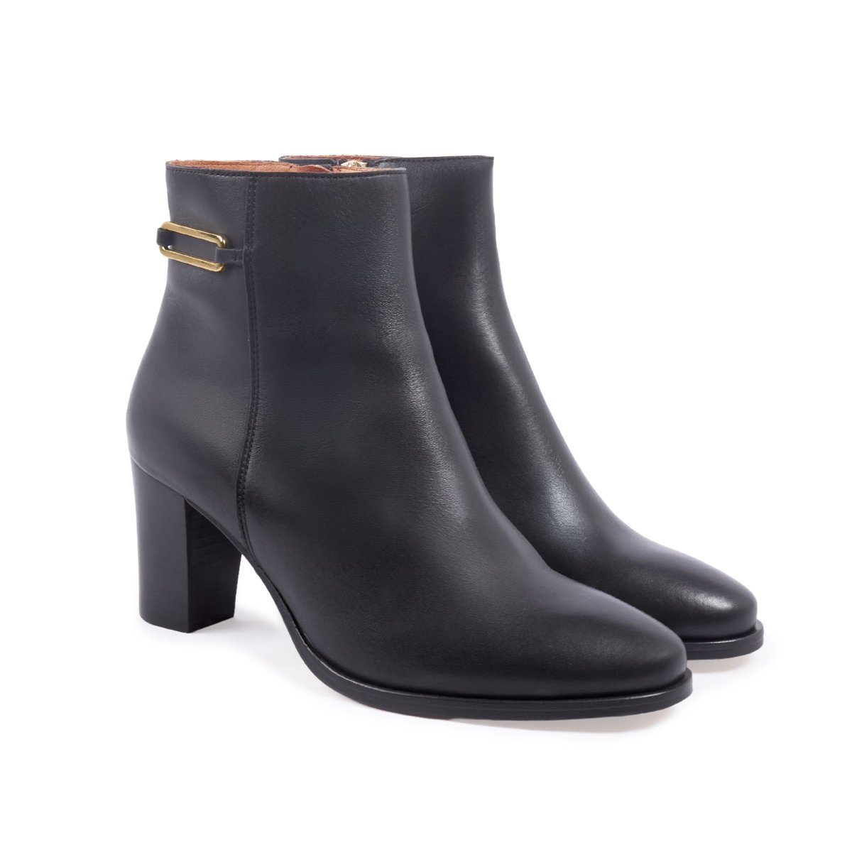 Bottines bijoux talon Zélie cuir noir, JULES & JENN