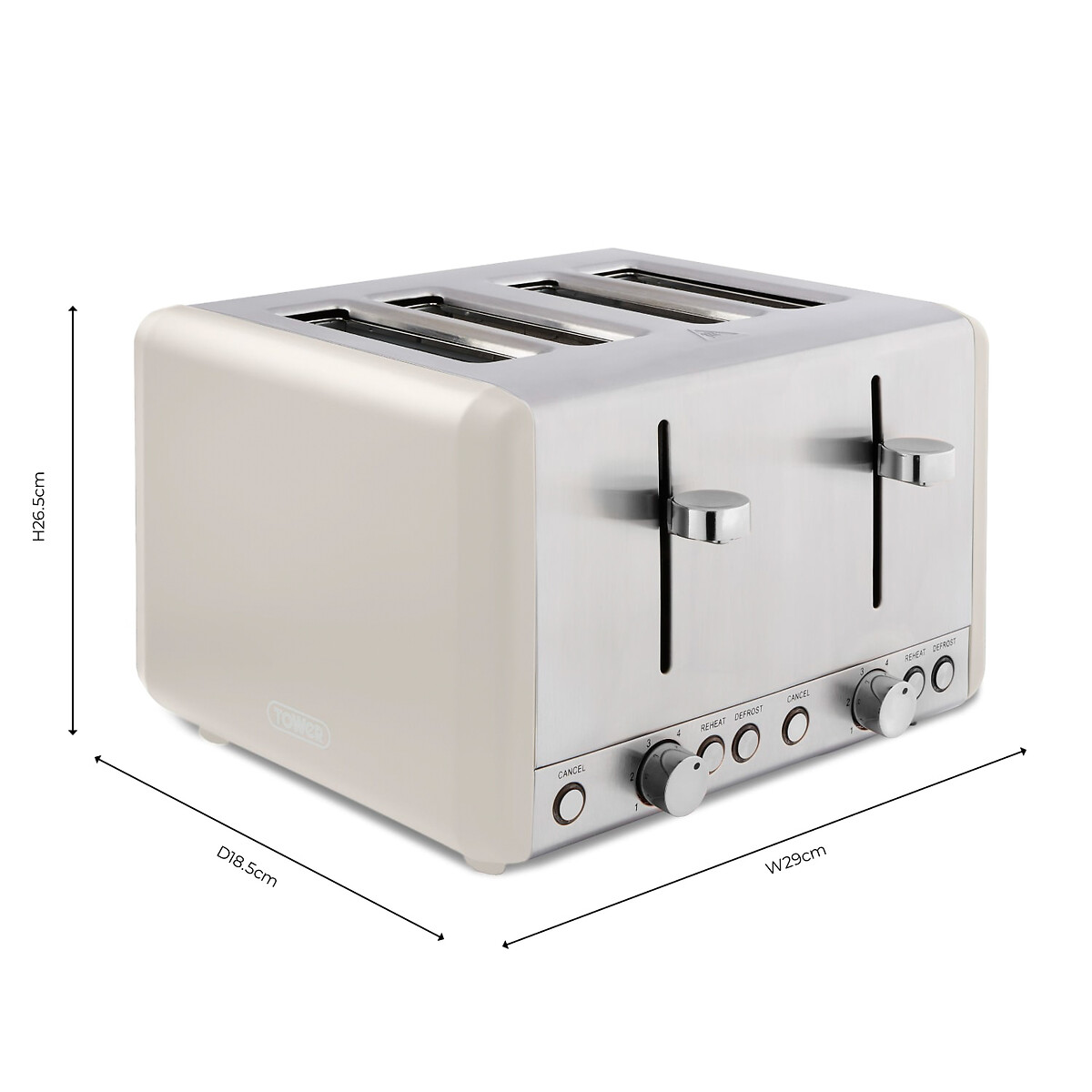 Cavaletto 4-Slice Toaster - T20051 café latte, TOWER
