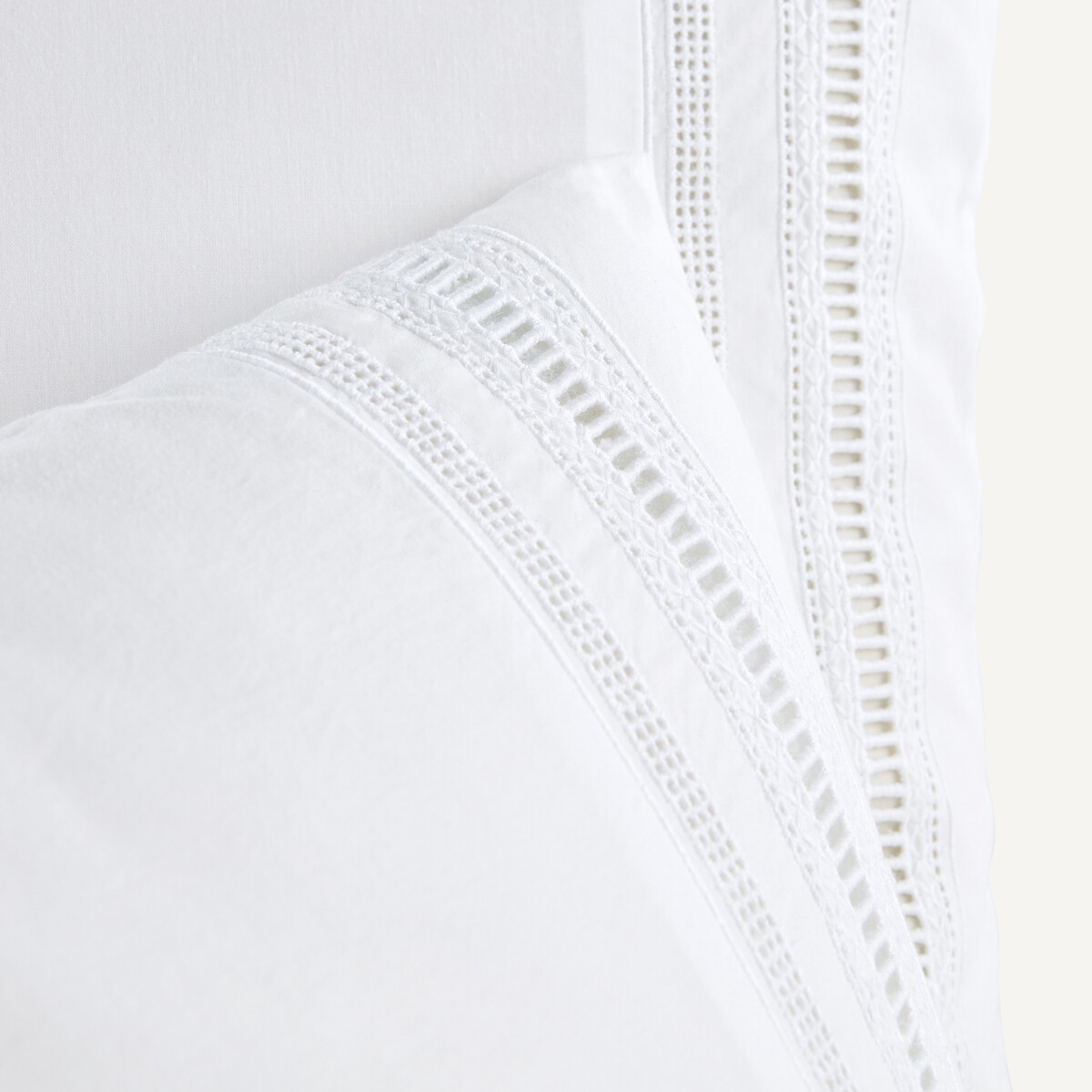 Taie d'oreiller en percale de coton, Florentina blanc, AM.PM