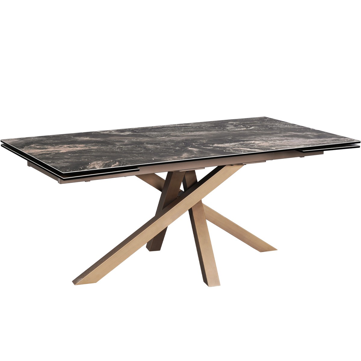 Table à manger extensible 8/10 couverts en céramique effet Marbre - MOLINA marbre brun emperador, HOMIFAB