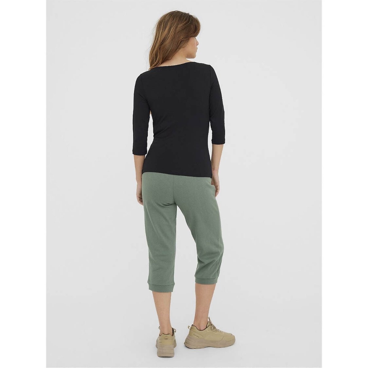 T-shirt col bateau, manches 3/4 noir, VERO MODA