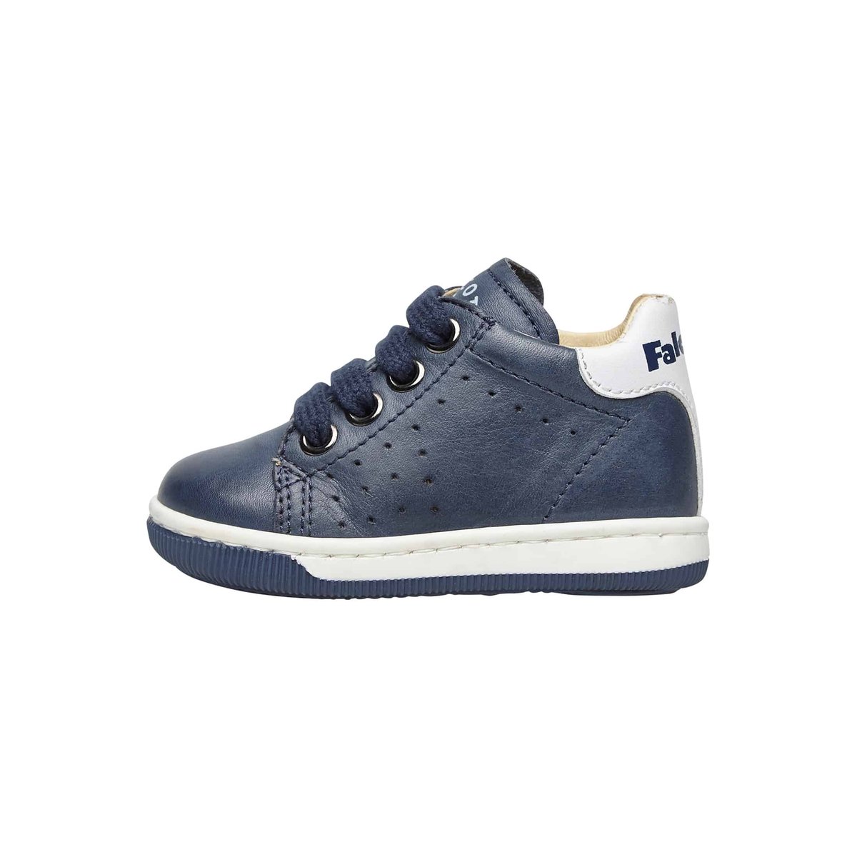 Baskets lacées en nappa bicolore ADAM blanc-bleu, FALCOTTO