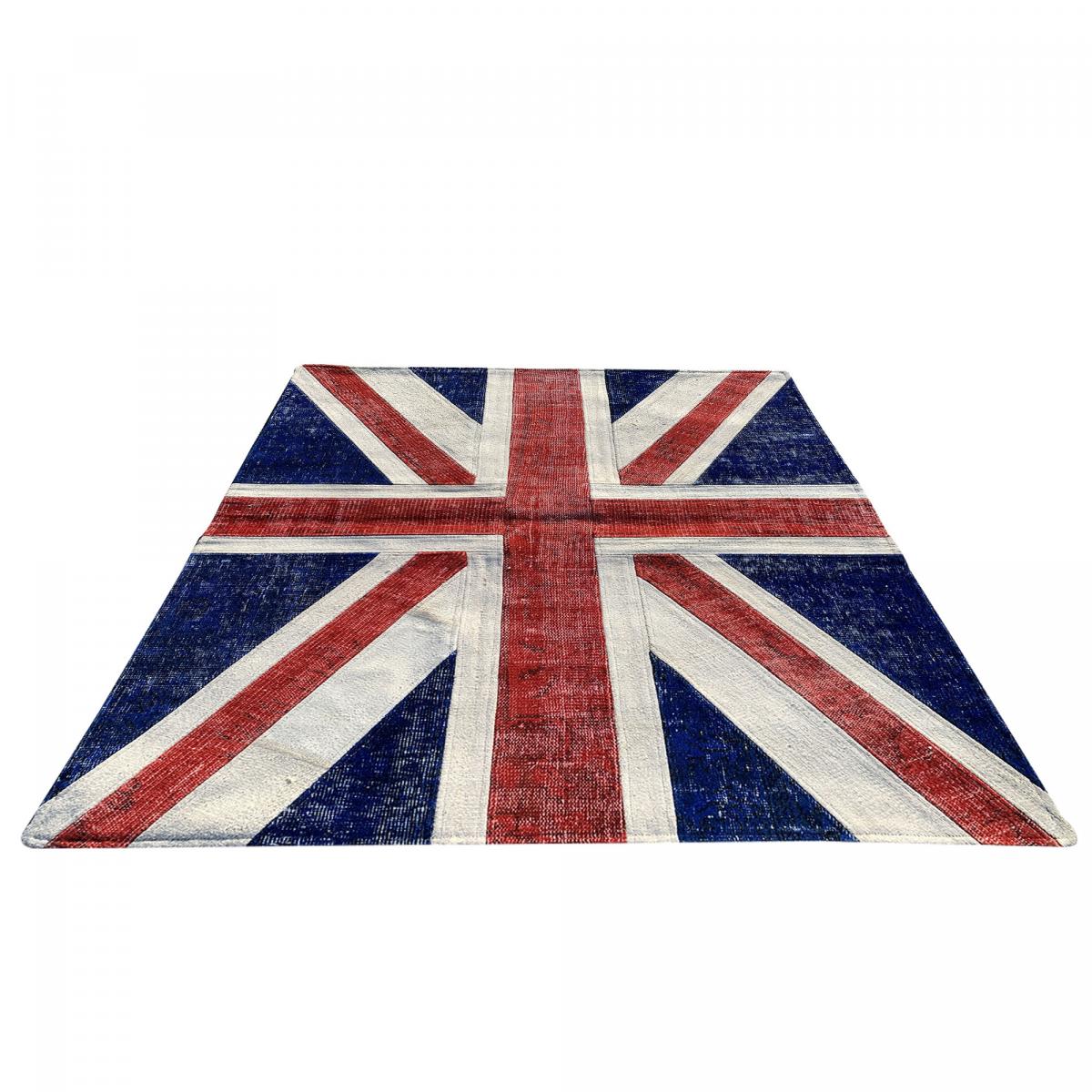 Tapis salon et chambre fait main en laine motif géométrique rouge, UN AMOUR DE TAPIS