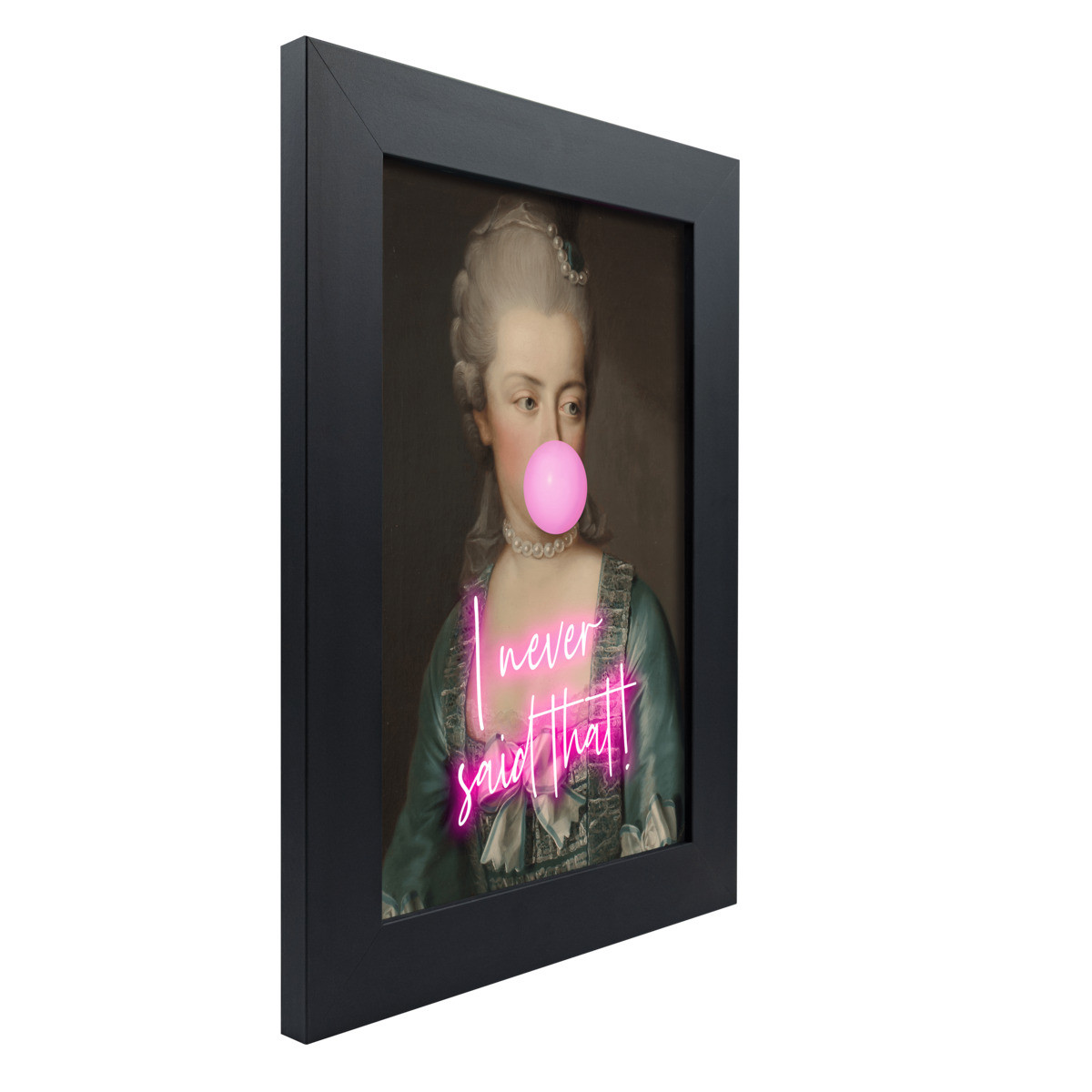 Tableau Portrait Baroque Pop Sur Verre Synthétique Avec Cadre Noir Mat INSOLITE noir-fibres de bois, CEANOTHE