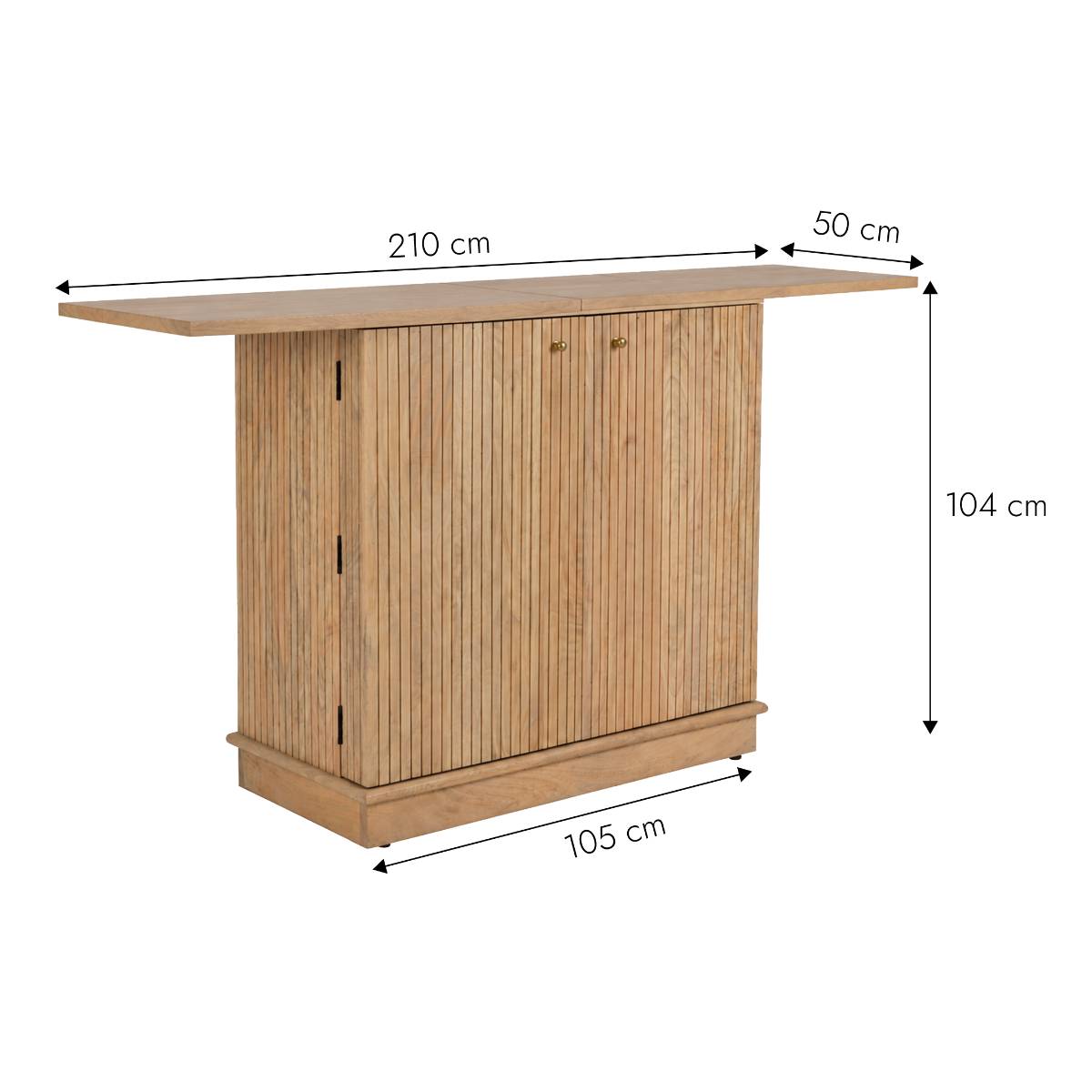 Bar en bois de manguier  YLENA bois clair, MADE IN MEUBLES 