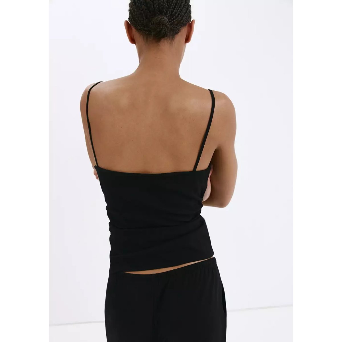 Top à bretelles drapé noir, MANGO
