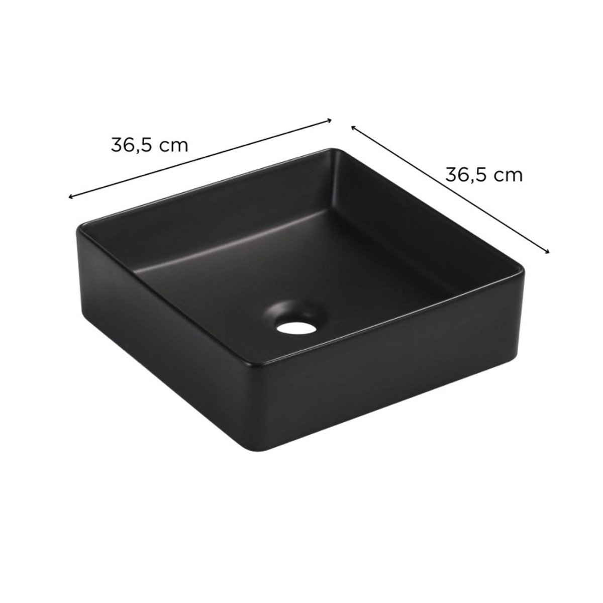 Vasque à poser carrée en céramique noire 36,5cm COMA noir mat, MOB IN