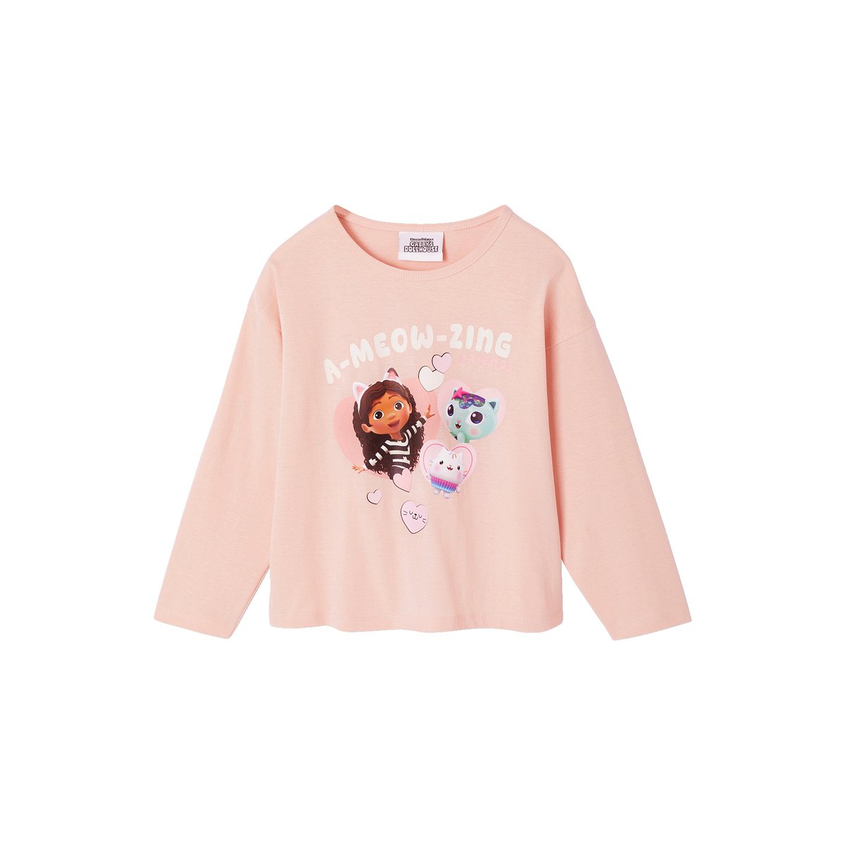Tee-shirt Gabby et la Maison magique à manches longues rose poudré, VERTBAUDET