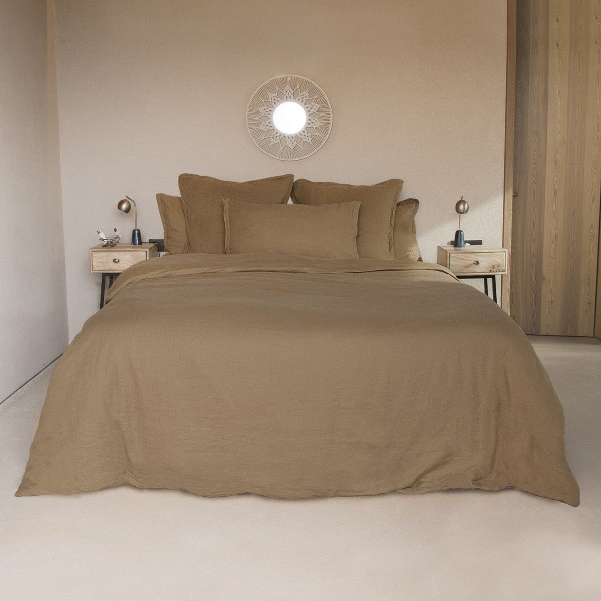 Drap housse lin lavé HORTENSE caramel, FEBRONIE