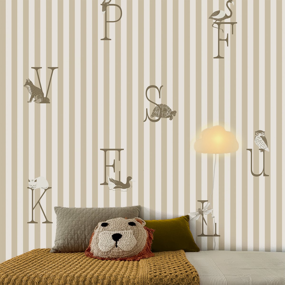Papier peint panoramique Abécédaire beige, ART FOR THE HOME