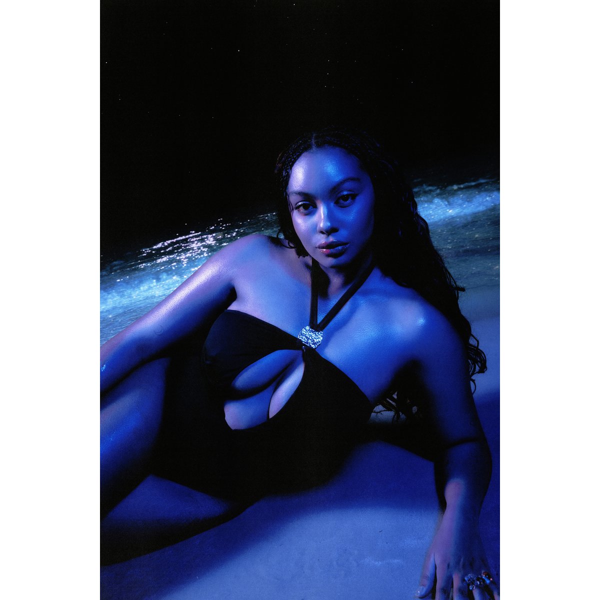 Maillot 1 pièce croisé avec détail bijou - Etam x Hôtel Mahfouf HALO SWIM noir, ETAM