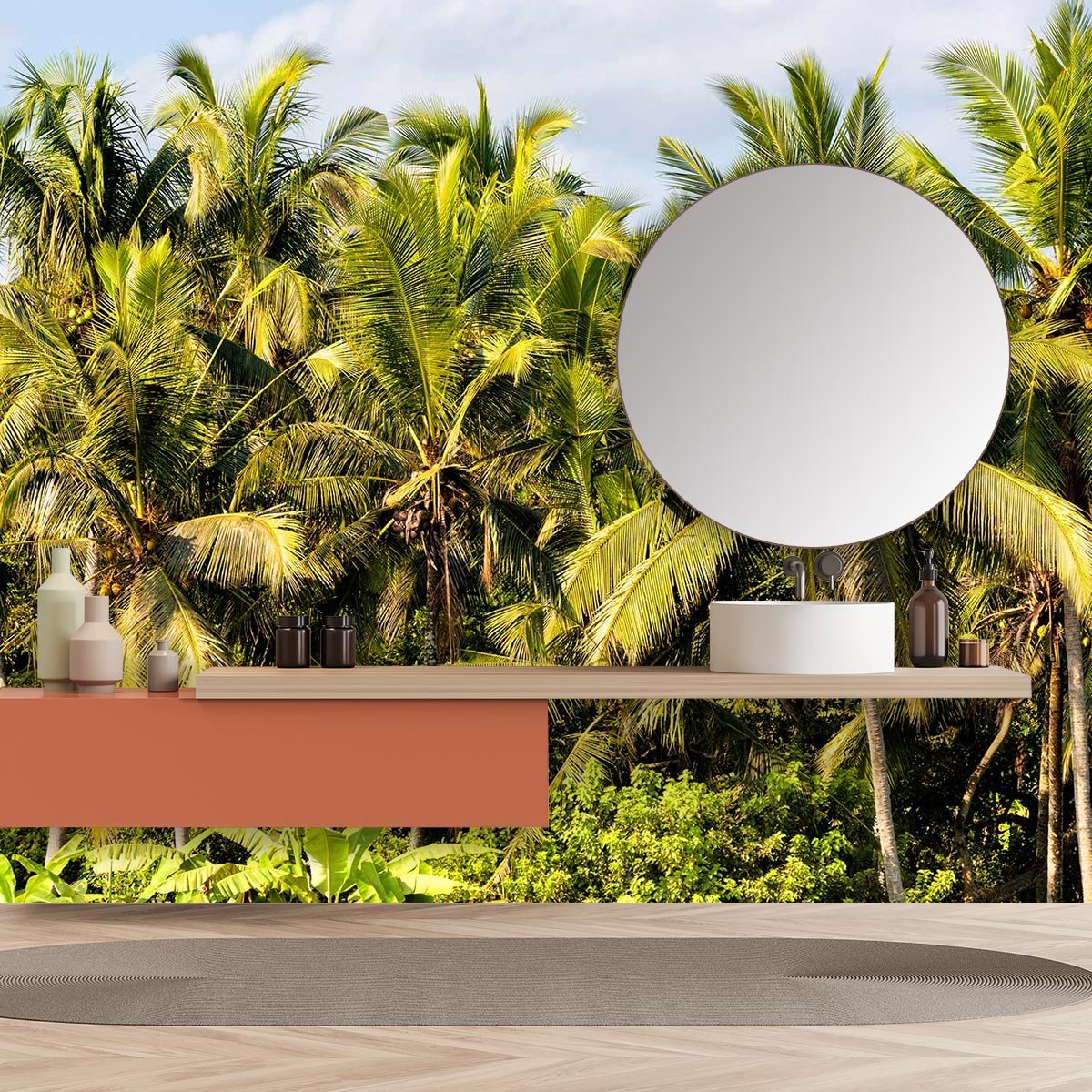 Papier peint panoramique exotique cocos plant intissé, HEXOA