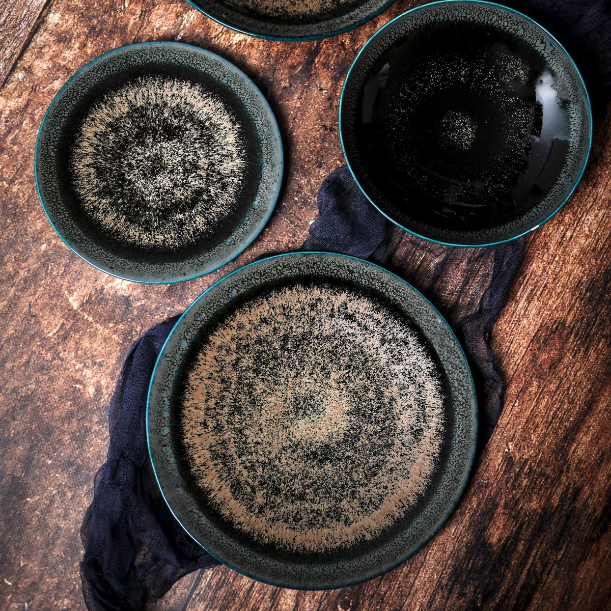 Assiette plate 27 cm (lot de 6) - PALAZZO vert/bronze, MEDARD DE NOBLAT