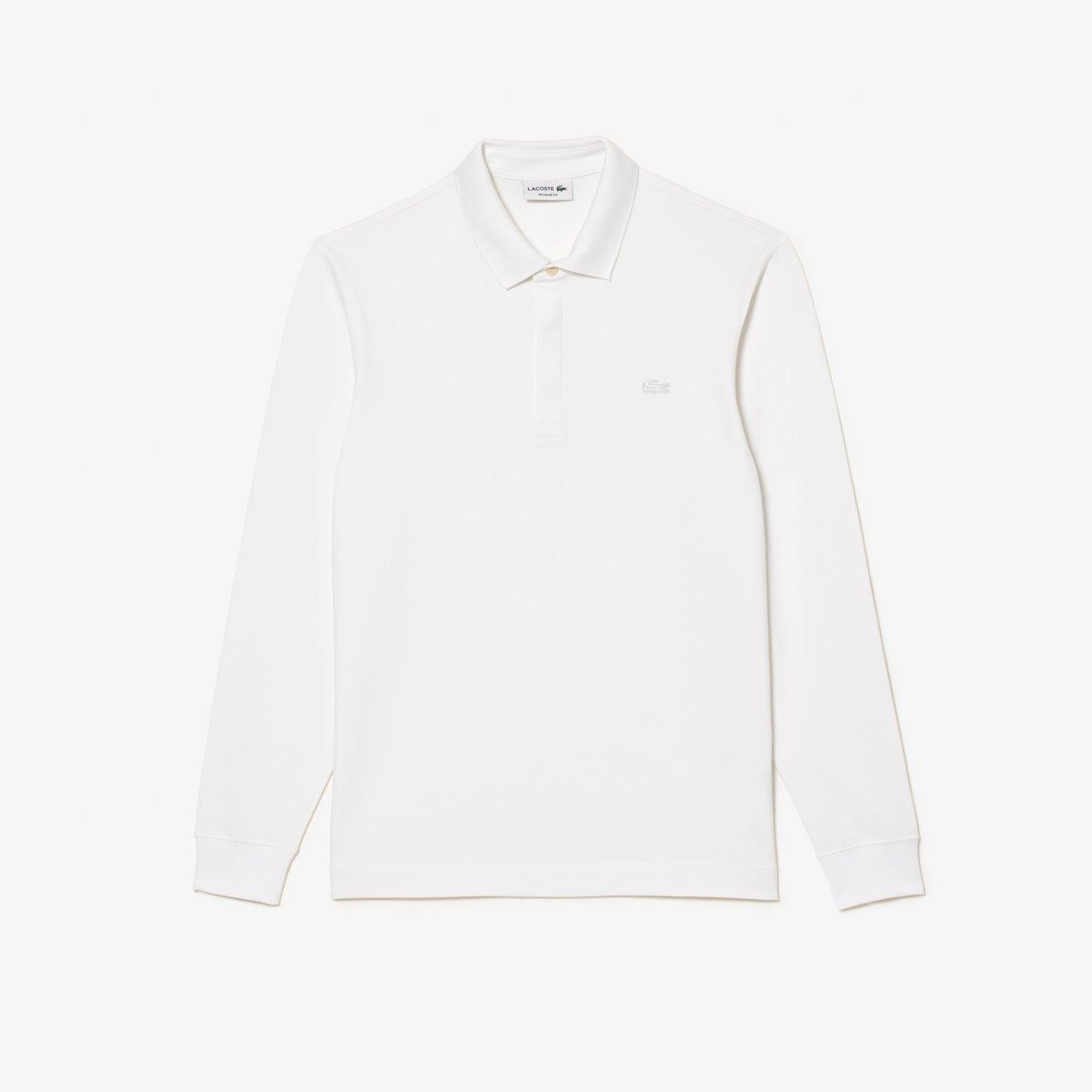 Polo manches longues droit maille piquée blanc-001, LACOSTE