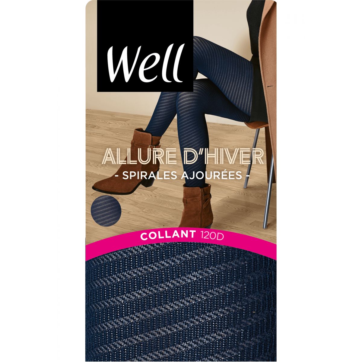 Collants opaques 120D ALLURE D'HIVER bleu nuit, WELL