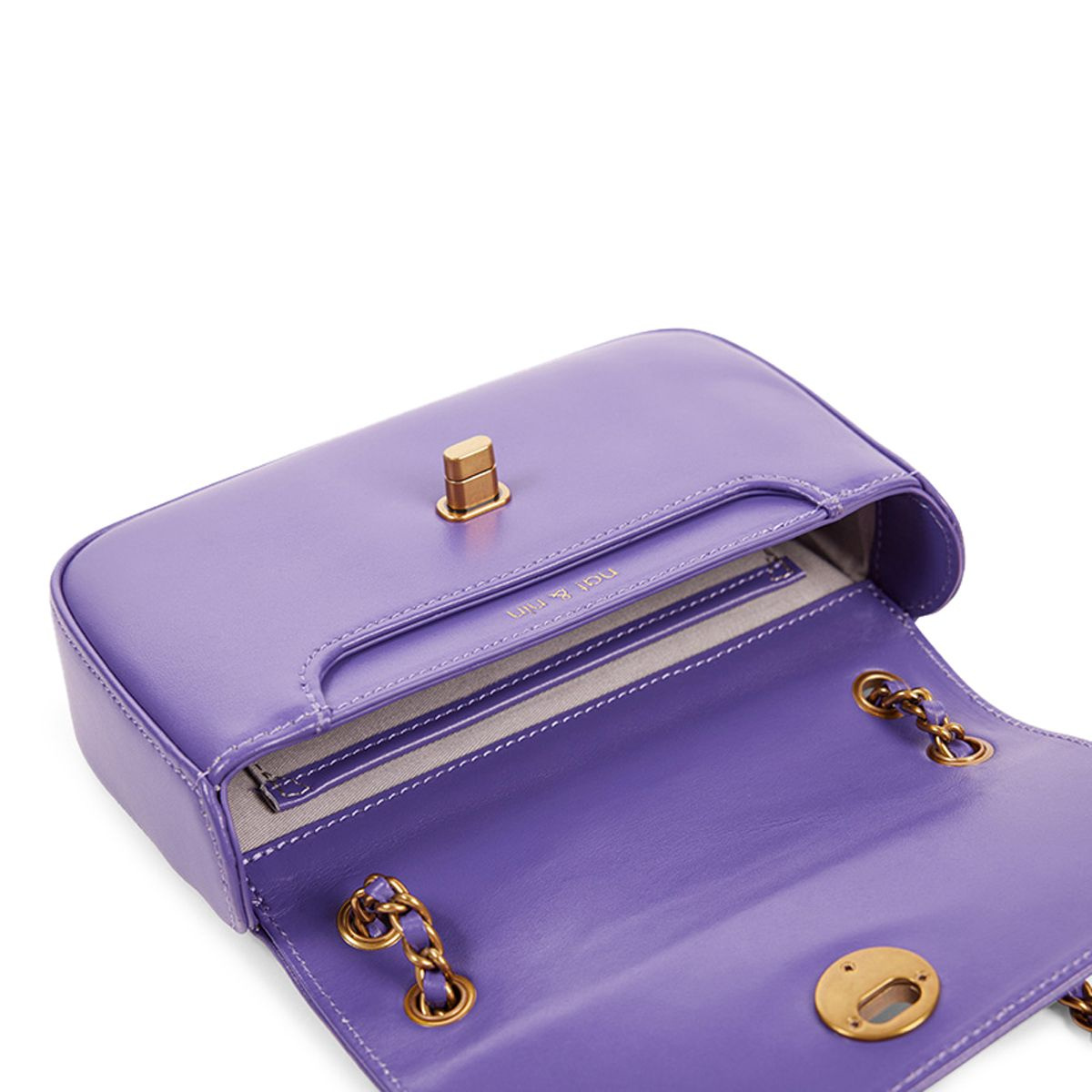 Sac à bandoulière en cuir avec chaîne MINI GRACE lavande, NAT & NIN