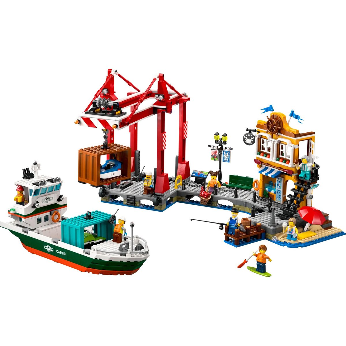 LEGO City - Le port et le navire marchand 60422 pour enfants de 8 ans et plus multicolore, LEGO