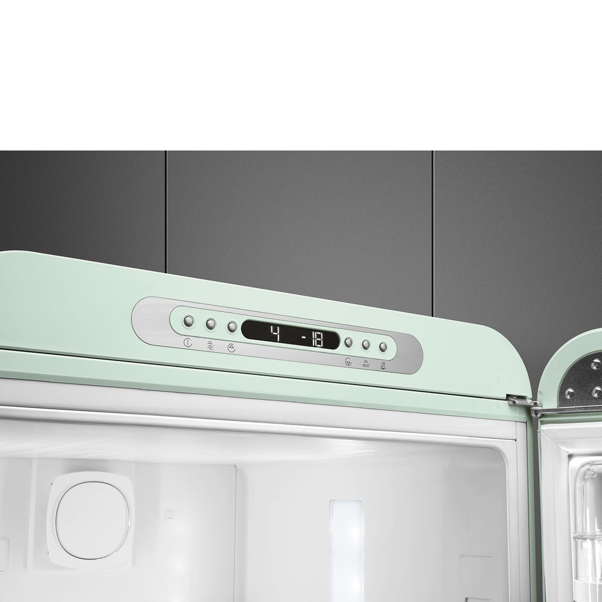Réfrigérateur 2 portes combiné poignées à gauche FAB32 vert d'eau brillant, SMEG