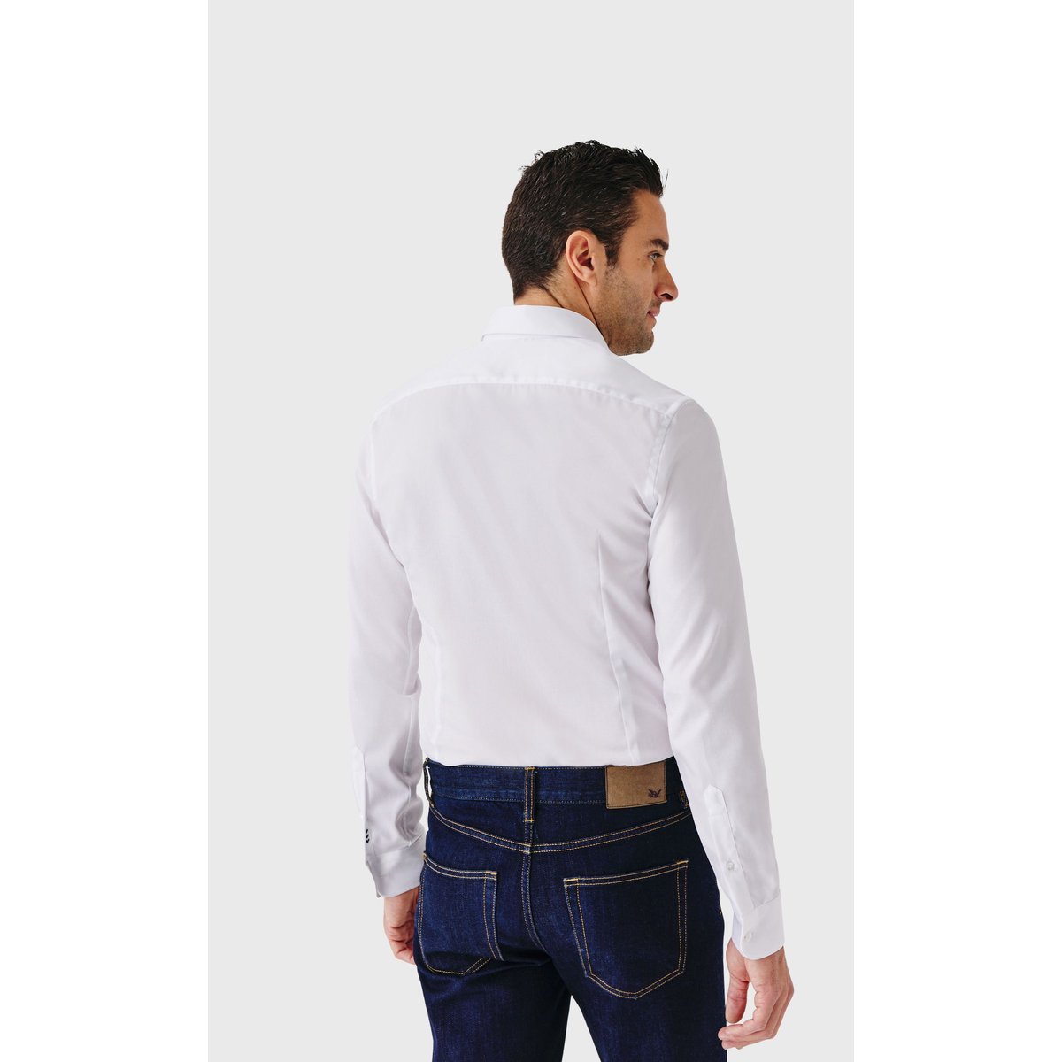 Chemise Slim fit sans repassage en twill de coton blanc, ACROSS