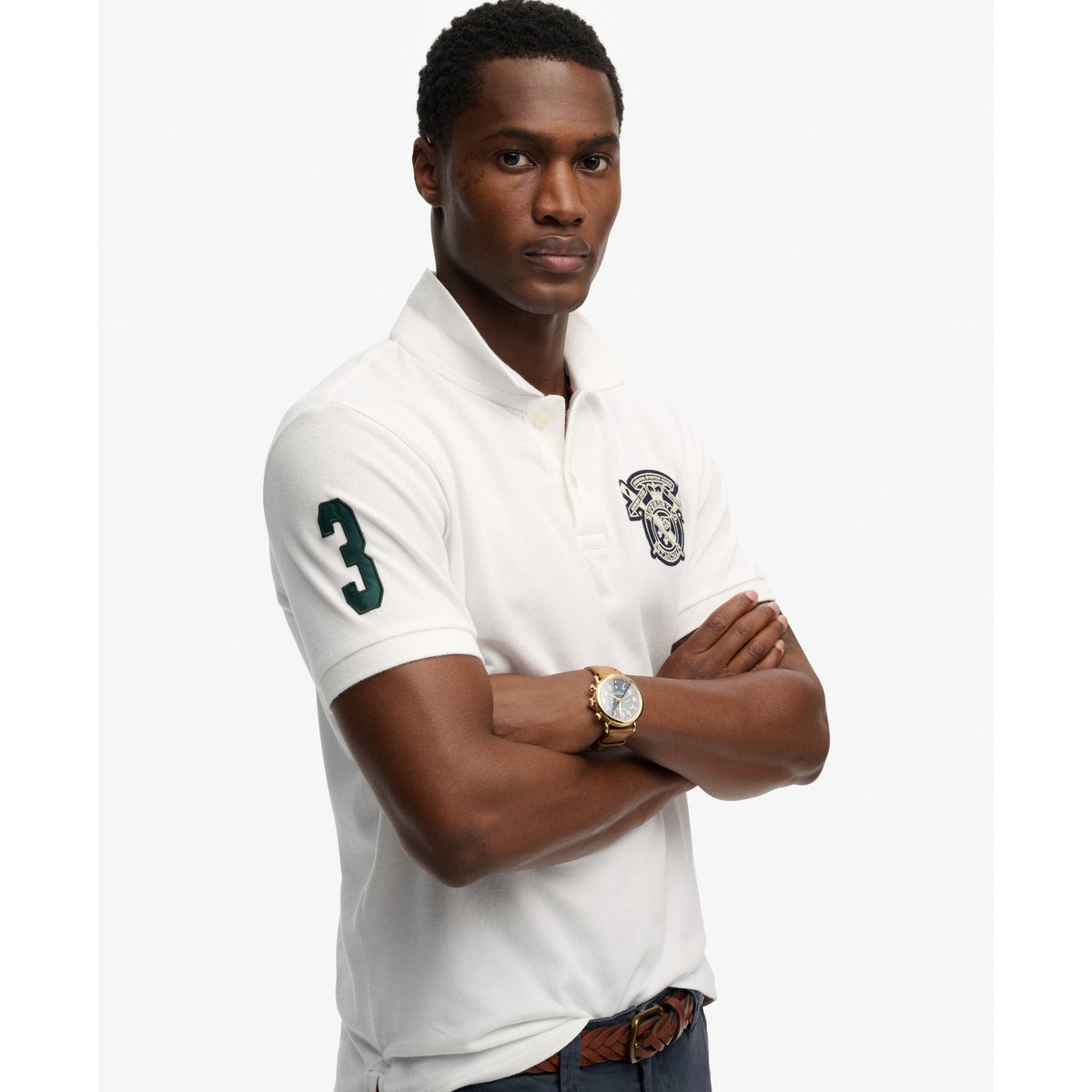 Polo Crest coupe décontractée optic, SUPERDRY