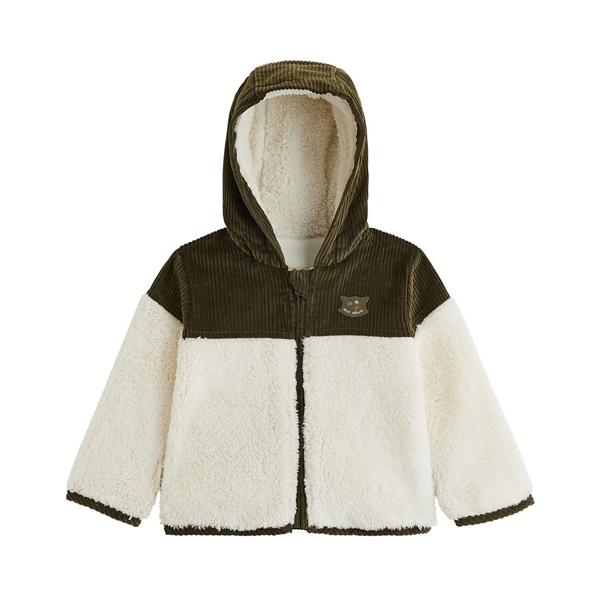 Veste enfant intérieur polaire avec capuche Ginkgo vert, PETIT BEGUIN