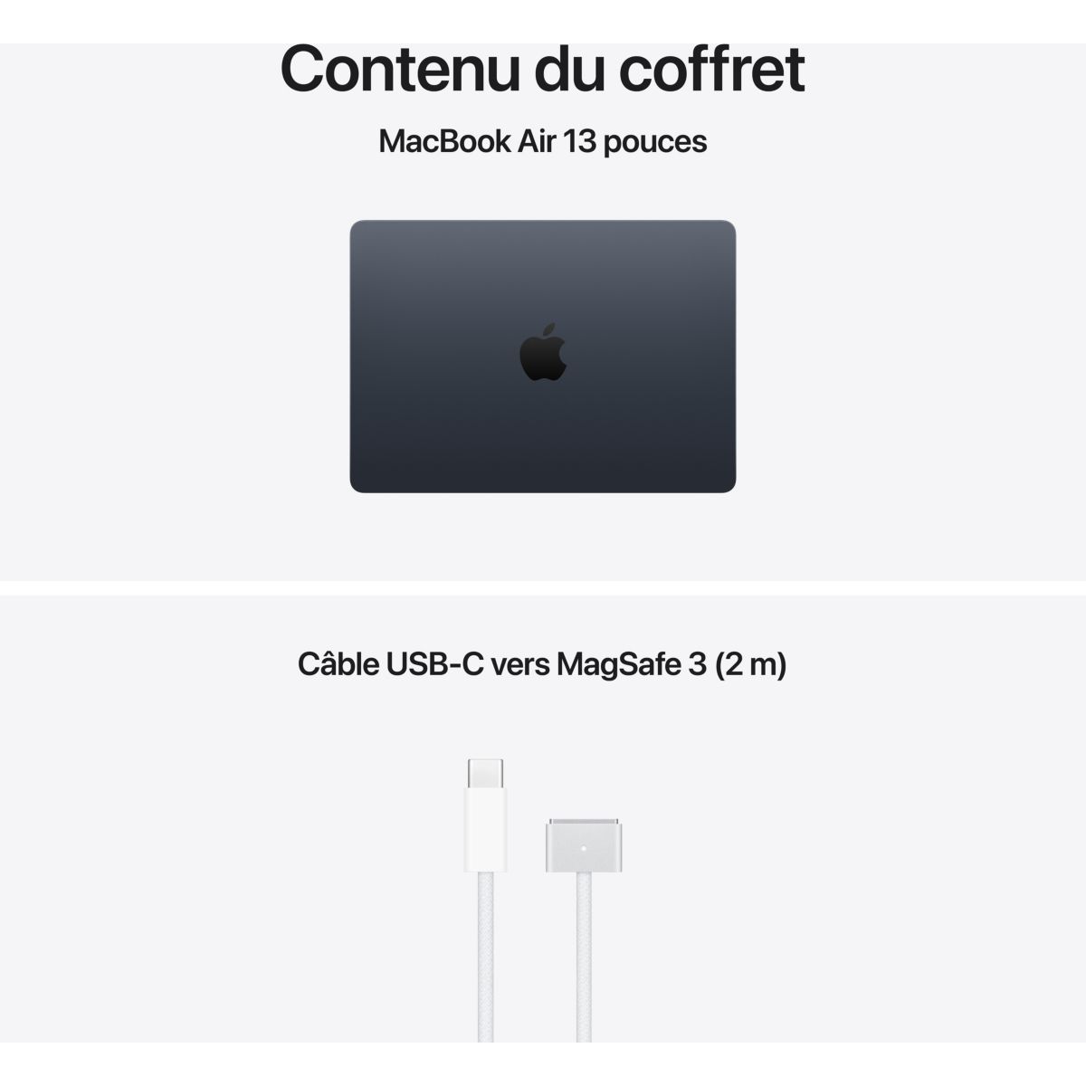 Ordinateur Apple Air 13" Puce M5 CPU 10 / GPU 10 coeurs Mémoire RAM 16Go Stockage 1To SSD Minuit couleur unique, APPLE