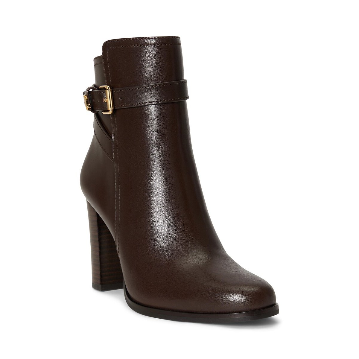 Brooke Heeled Leather Ankle Boots dark brown, LAUREN RALPH LAUREN