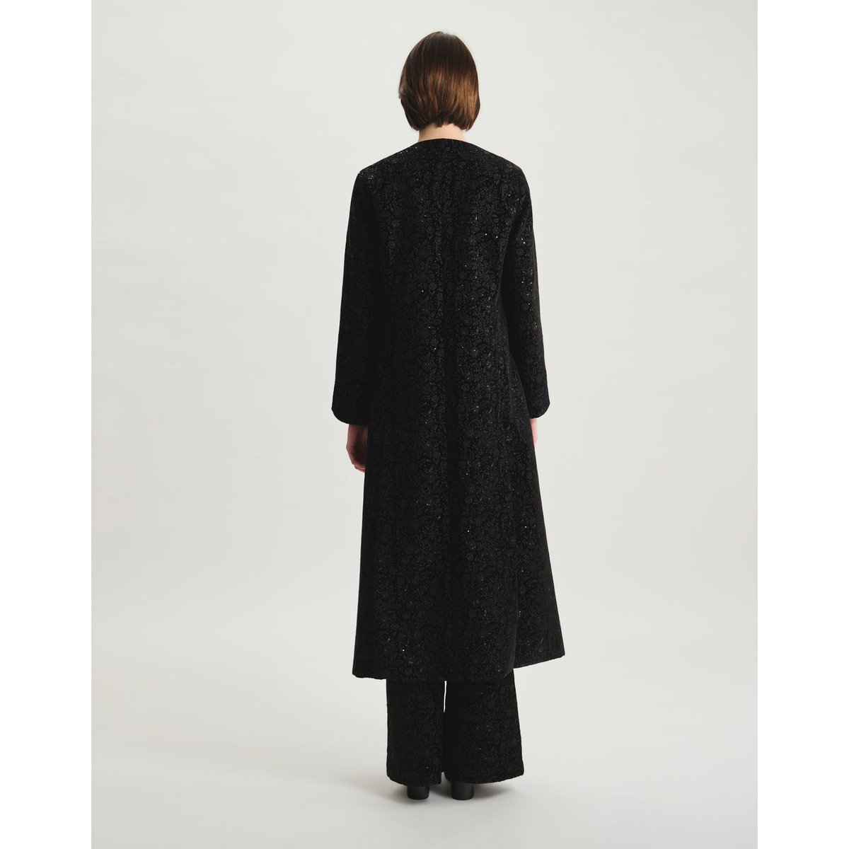 Manteau Rusalka brodé noir, INES DE LA FRESSANGE PARIS