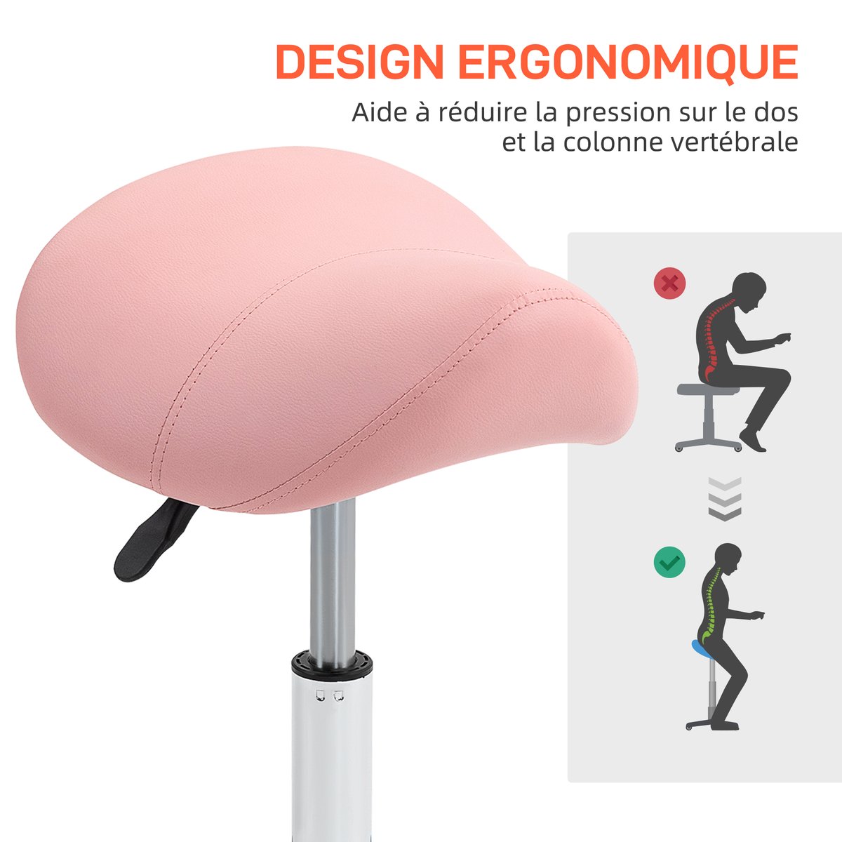 Tabouret de salon Polyuréthan Rose rose, HOMCOM