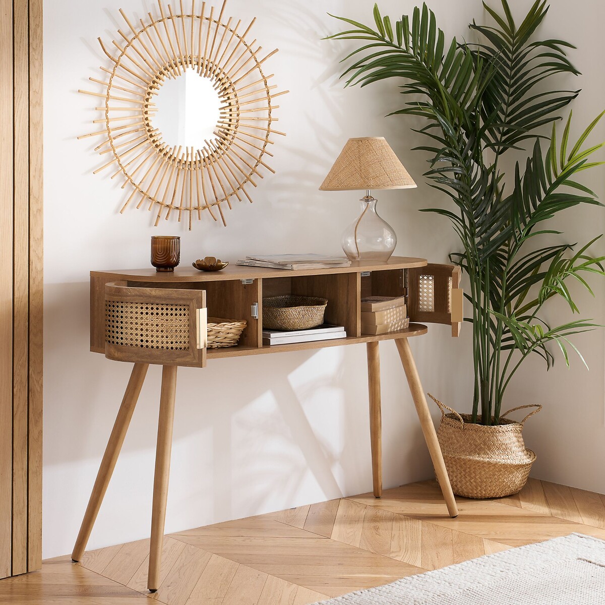 Naya Rattan Console Table natural oak, SO'HOME
