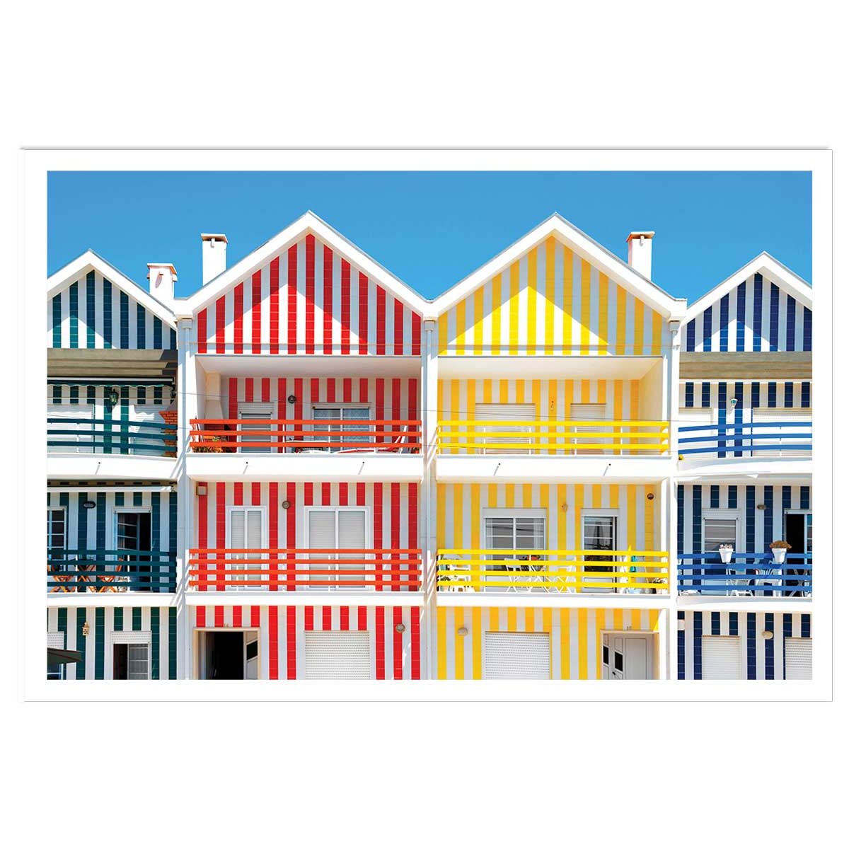 Affiche welcometoportugal houses of striped colors affiche seule, HEXOA