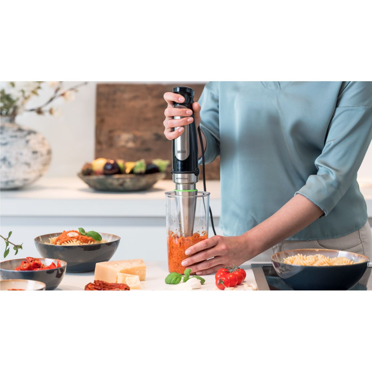 Mixeur MQ7026X MultiQuick 7 gris et noir 2 accessoires inox/noir, BRAUN