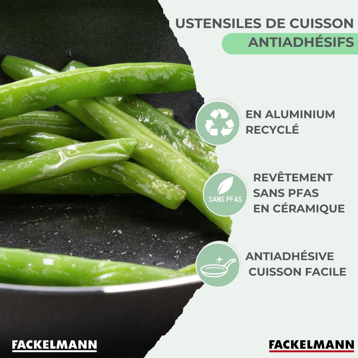 Batterie 1 poêle 28cm + 3 casseroles 16/18/20cm BRANDAO VARIO noir|vert, FACKELMANN