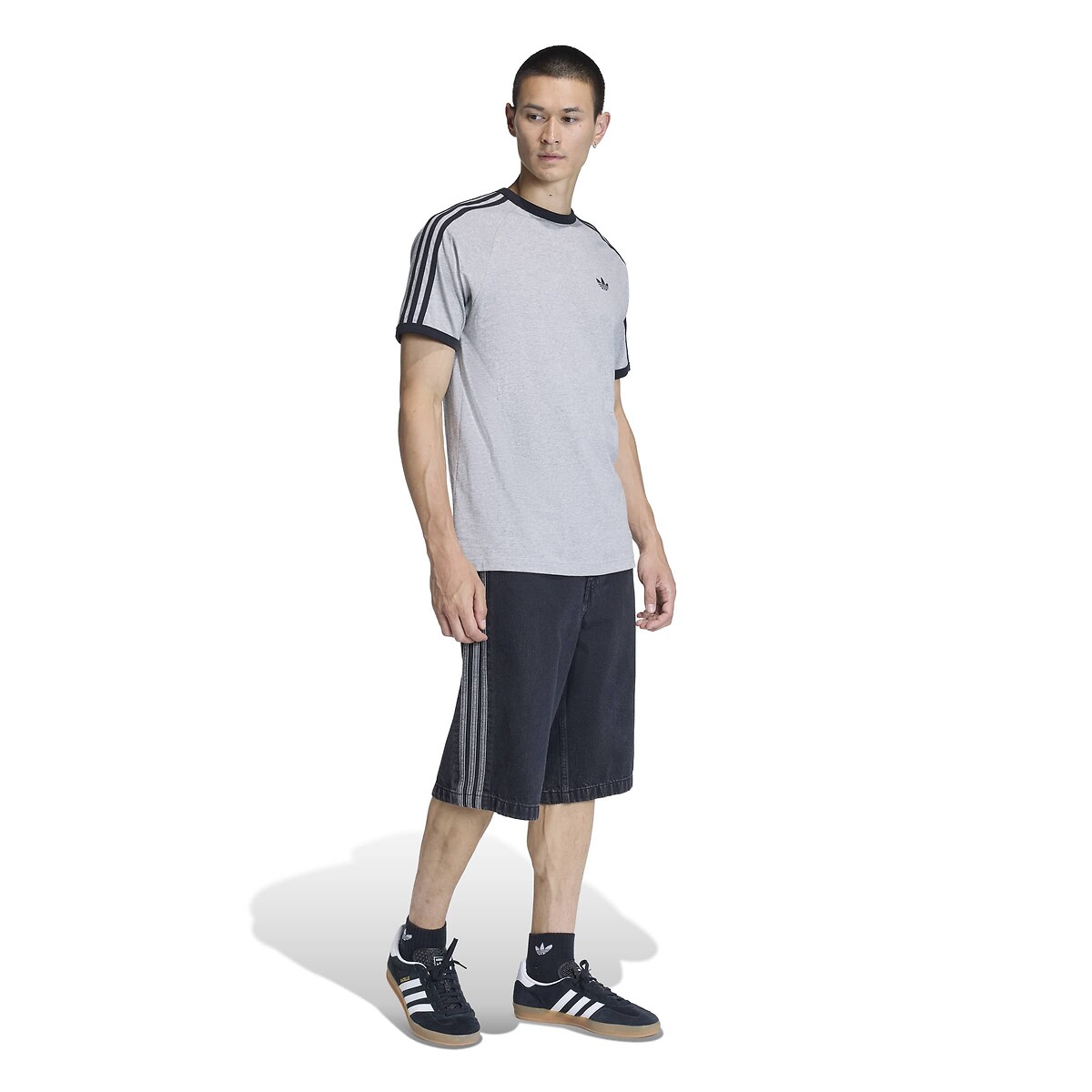 T-shirt manches courtes, 3 bandes gris chiné, adidas Originals