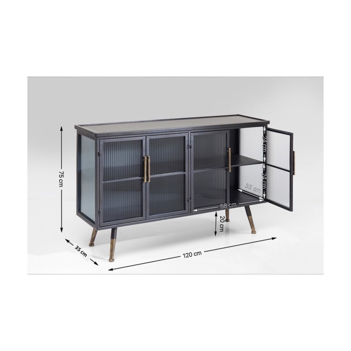 Buffet industriel 4 portes, LA GOMERA noir, KARE DESIGN