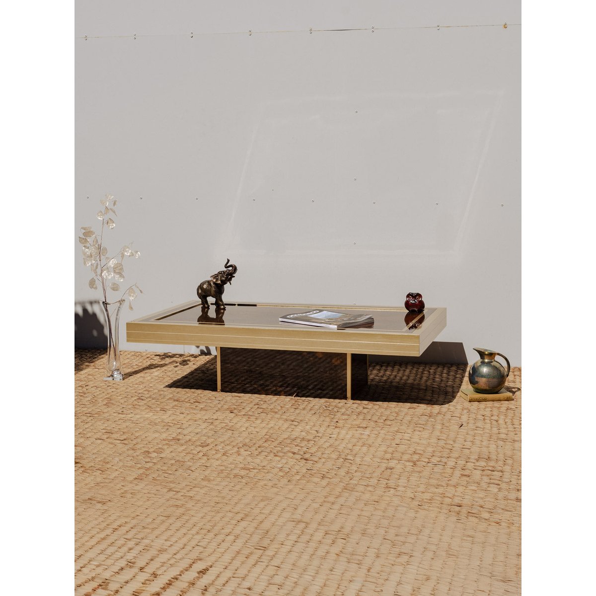 Table basse dorée et marron Donna N°914 - Bon état doré, DEBONGOUT