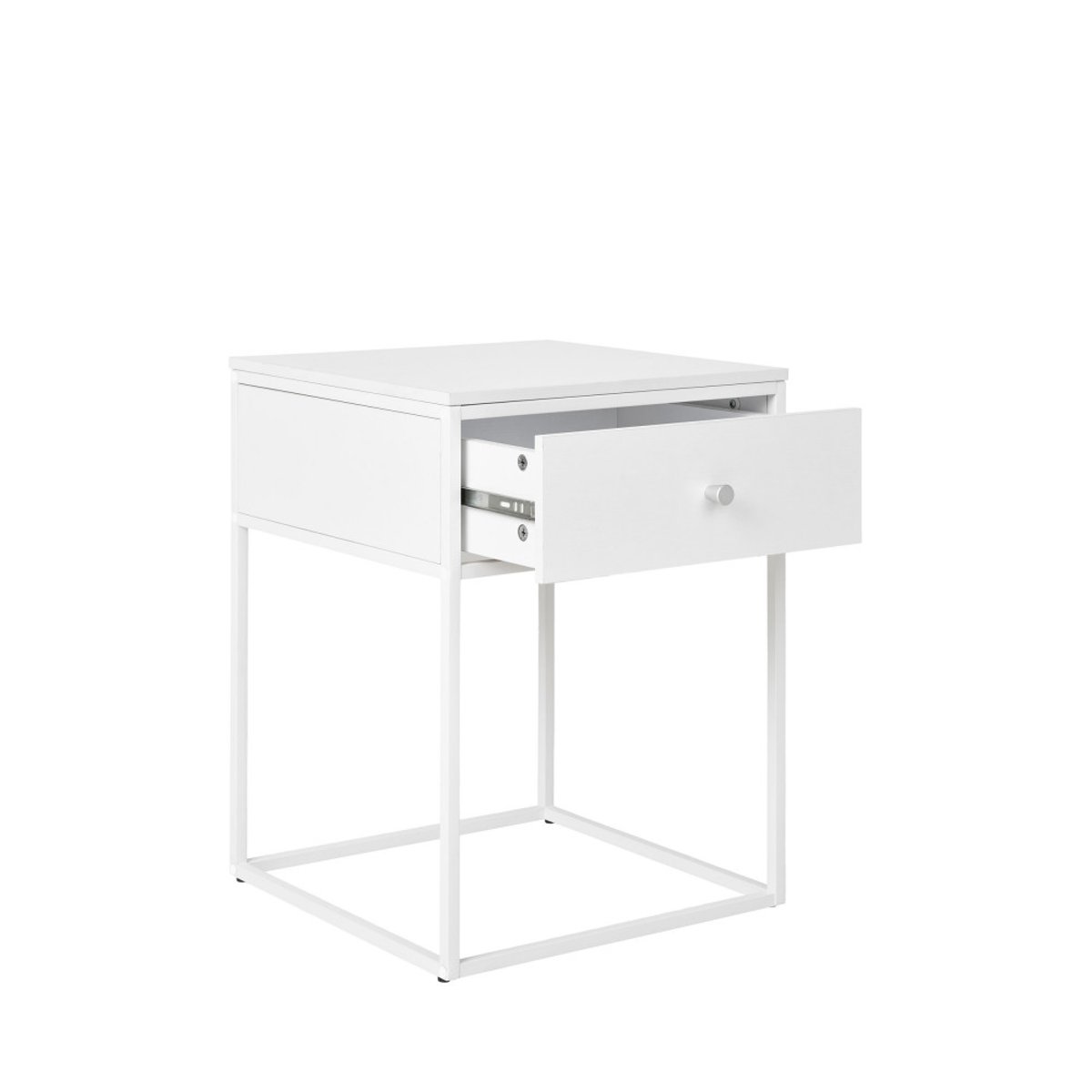 Table de chevet avec tiroir en bois et métal blanc- VITA blanc, HOUSE NORDIC