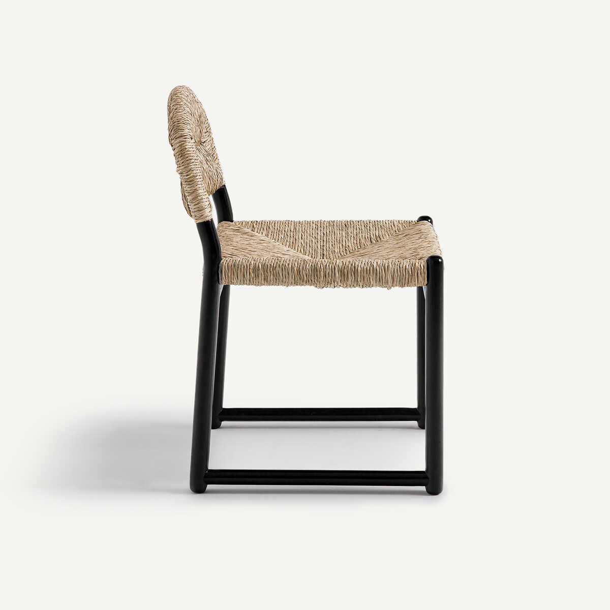 Sedia in rovere massello laccato e paglia, Lyla nero , AM.PM