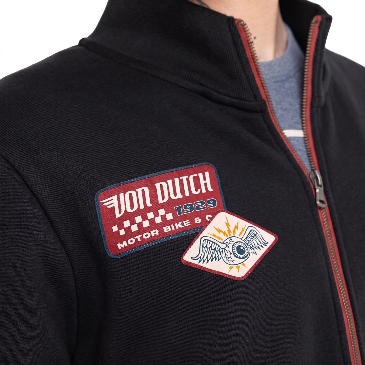 Sweatshirt coton WYATT noir/rouge, VON DUTCH