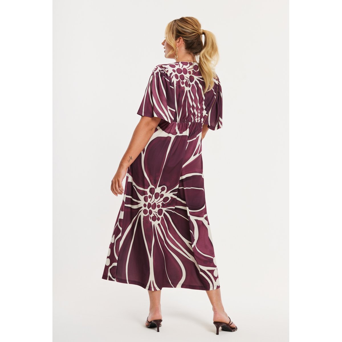 Robe imprimée rouge foncé, YOEK