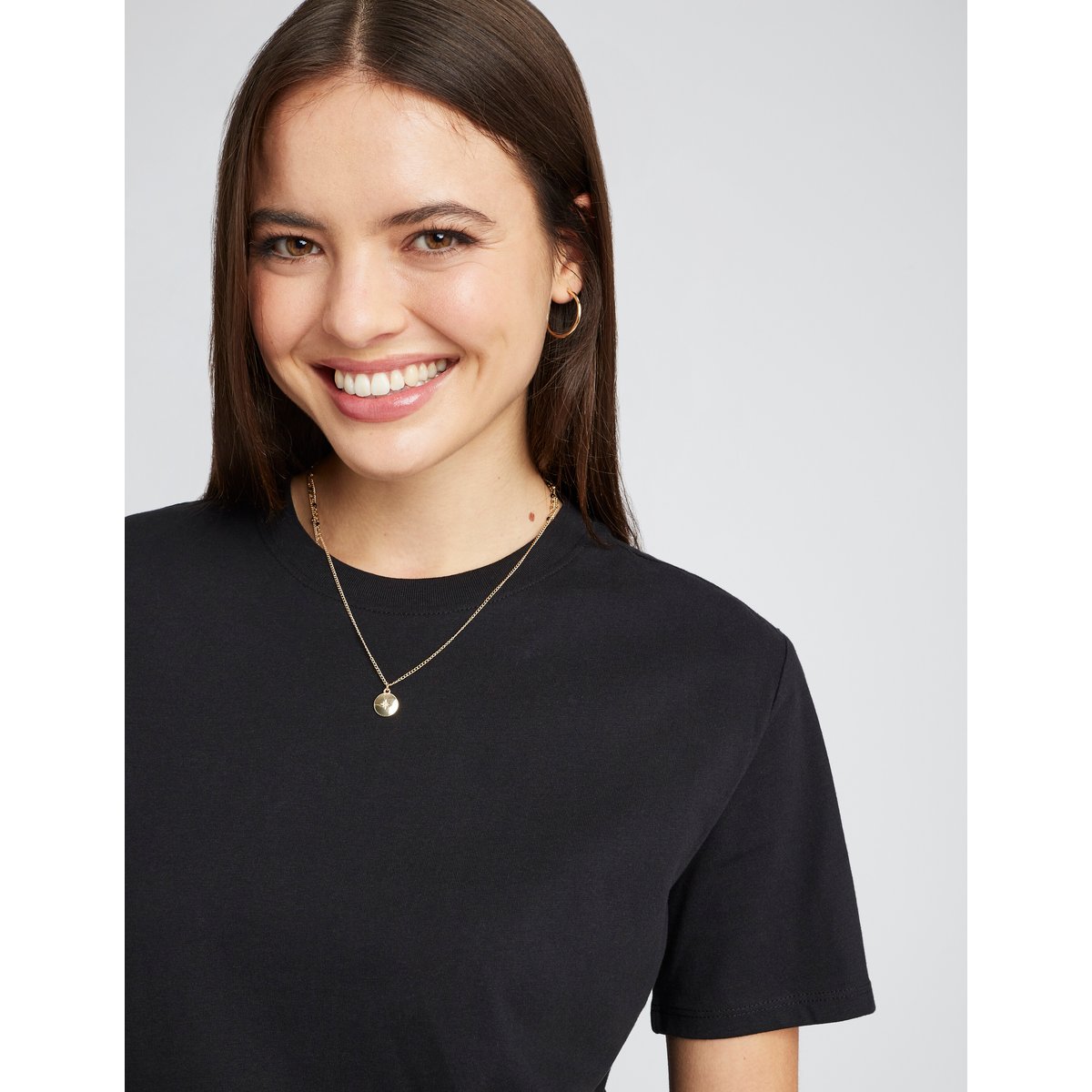 T-shirt basique col rond noir, BZB