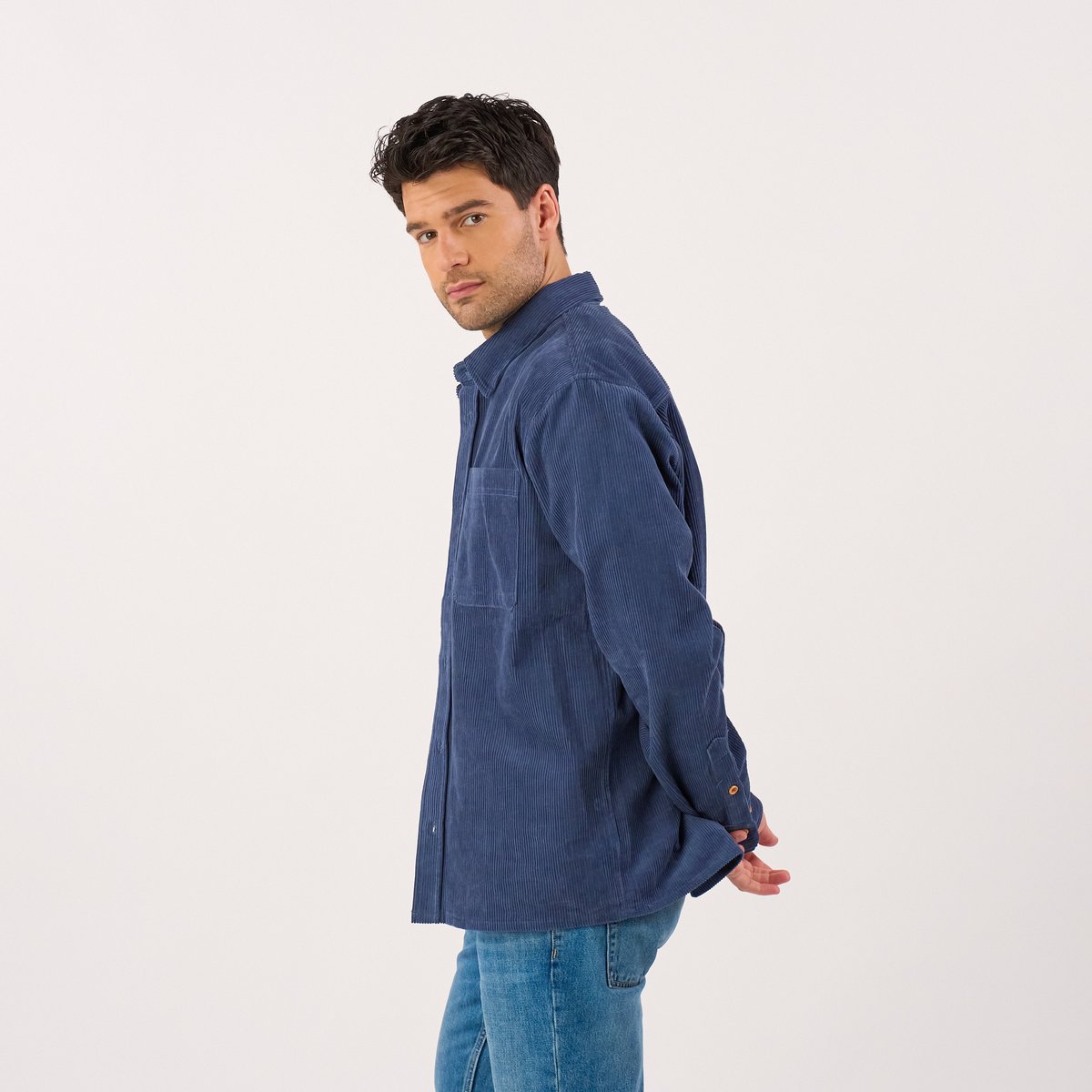 Surchemise oversize en VELOURS bleu, BILLYBELT