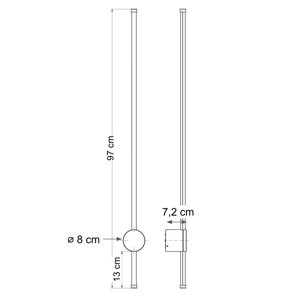 Applique LED longue IP54 stable - NIKOLAI noir, KOSILUM