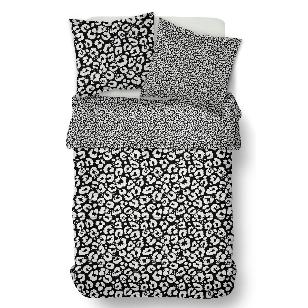 Parure de lit imprimé animalier coton SUNSHINE LISON noir, TODAY