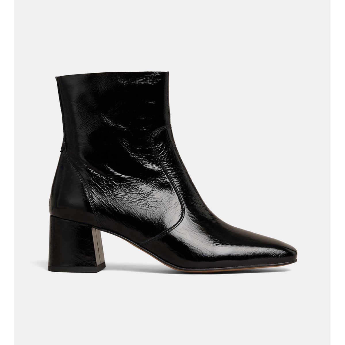Bottines à petits talons vaea cuir verni noir, GALERIES LAFAYETTE