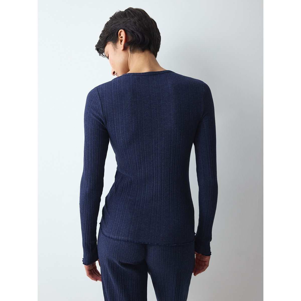 Haut de pyjama en coton côtelé VERSATILE RIB marine chiné, TRIUMPH