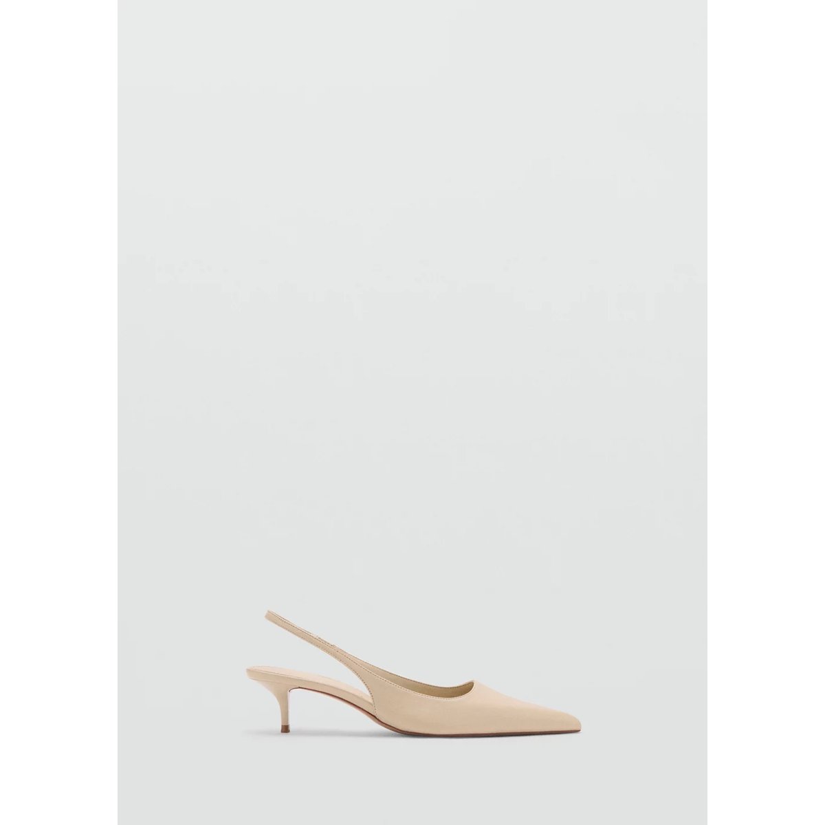 Chaussures talon cuir pointues écru, MANGO